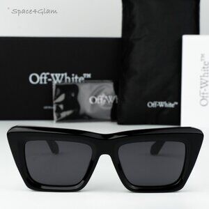 Off-White Men Sunglasses Black Grey Cat Eye OERI13L HAMPTON 1077 NEW AUTHENTIC